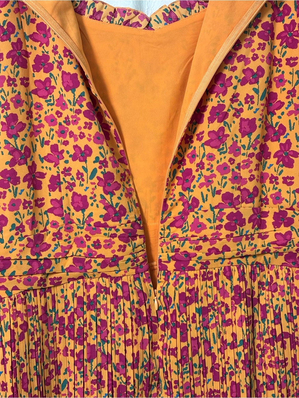 NWT Ivy City Co Orange and Pink Floral Tiered Mini Dress Size 14 - Picture 6 of 15